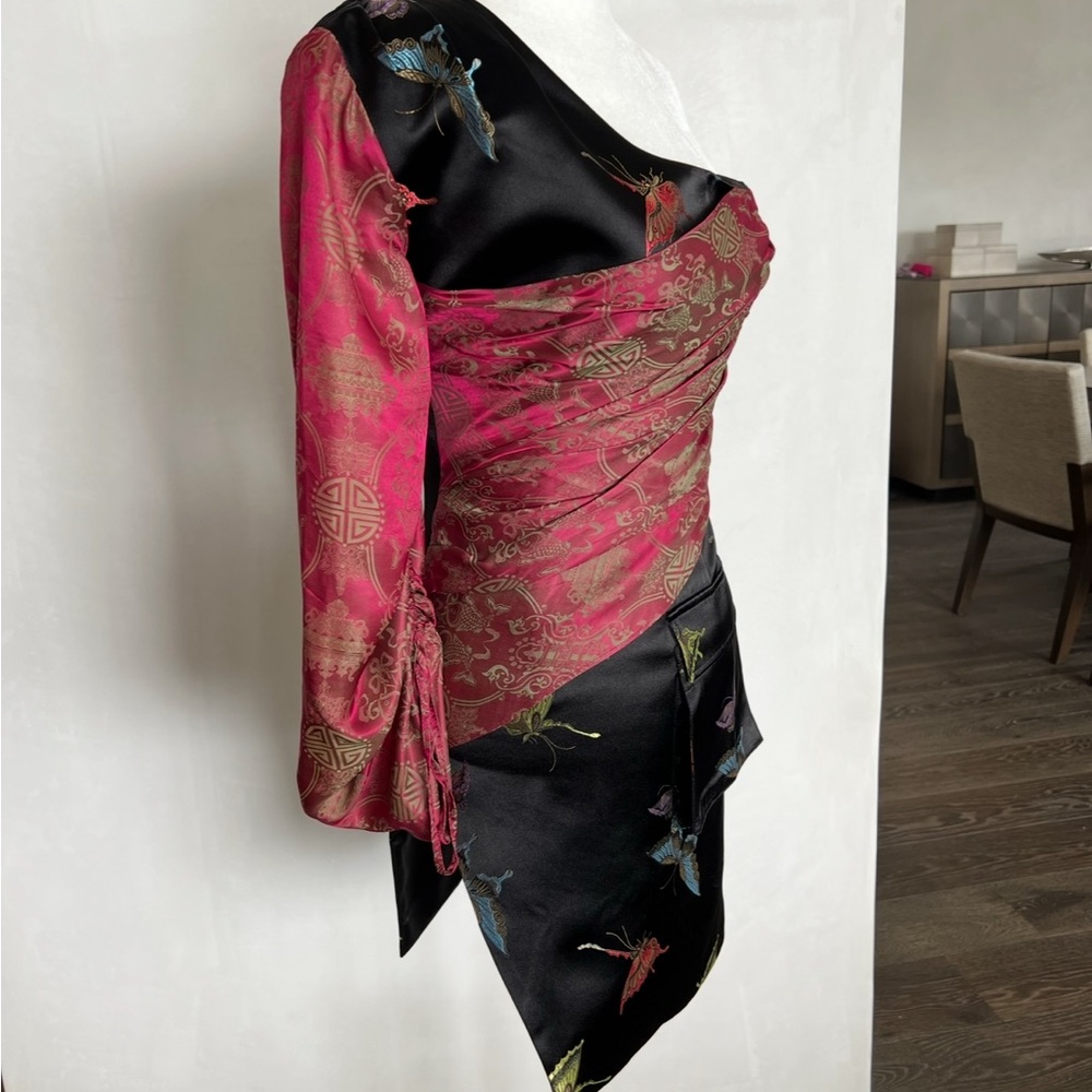 Kim Shui One-Shoulder balloon Black and pink Dress - Picture 4 of 7